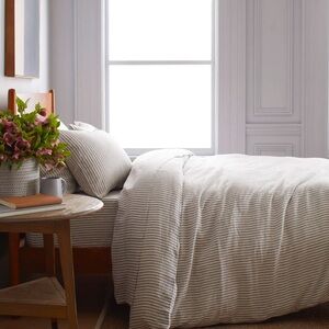 Quince Striped Duvet Cover in Gray and White